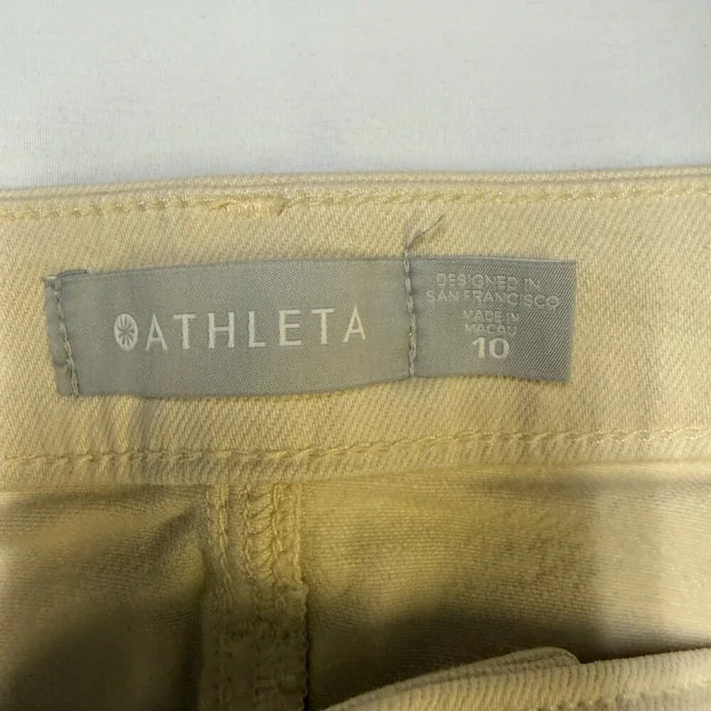Athleta Denim Pants Women’s Size 10 Ivory‎ Ankle 28” Inseam Stretch EUC